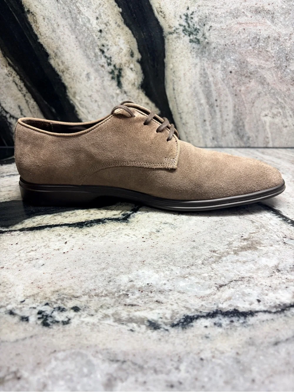 a.testoni Taupe Suede Derby Dress Shoes Men’s US 9 UK 8 Made in Italy